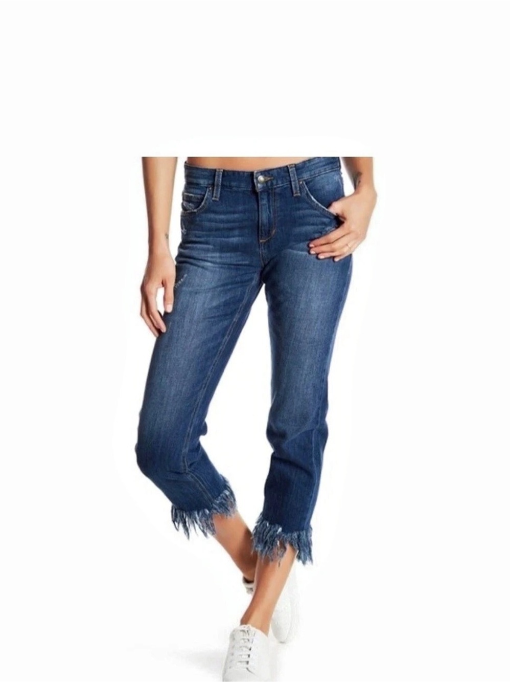 Joe's Jeans “ex lover”Distressed Cropped Jeans in Blue Sz. 27
